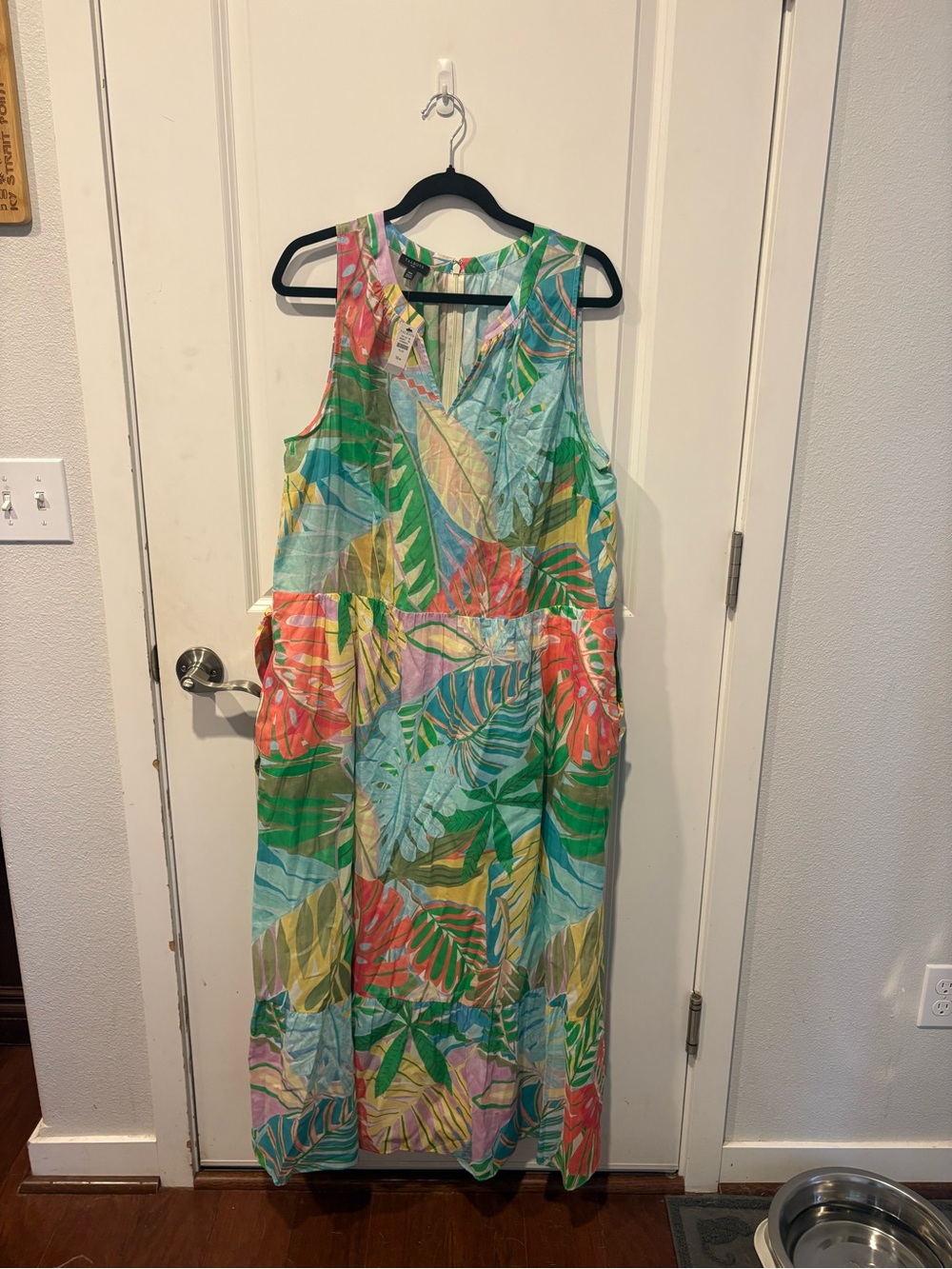 Talbots Tropical Leaf Print Sleeveless Dress